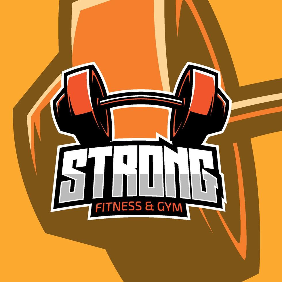 barbell lichaam bouwer sport embleem logo. fitheid, Sportschool, oefening vector illustratie.