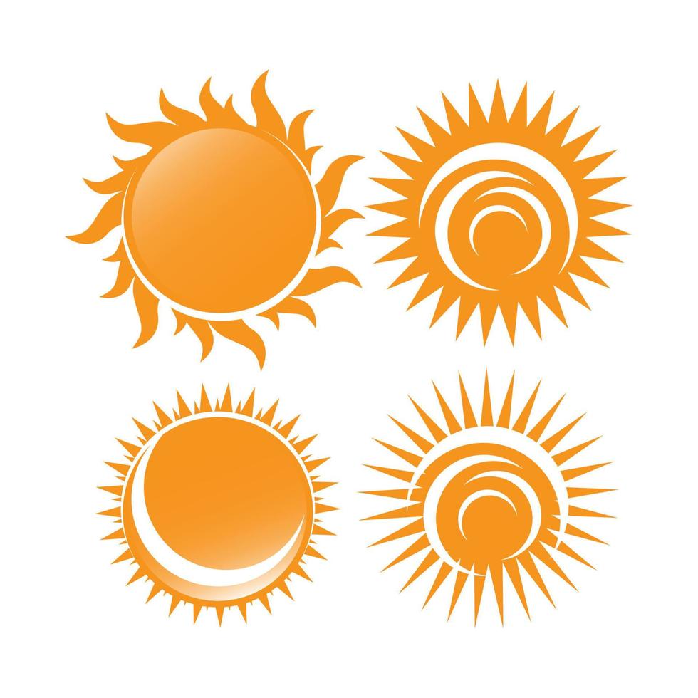 reeks van zonnestraal geel oranje zon vector icoon logo illustraties