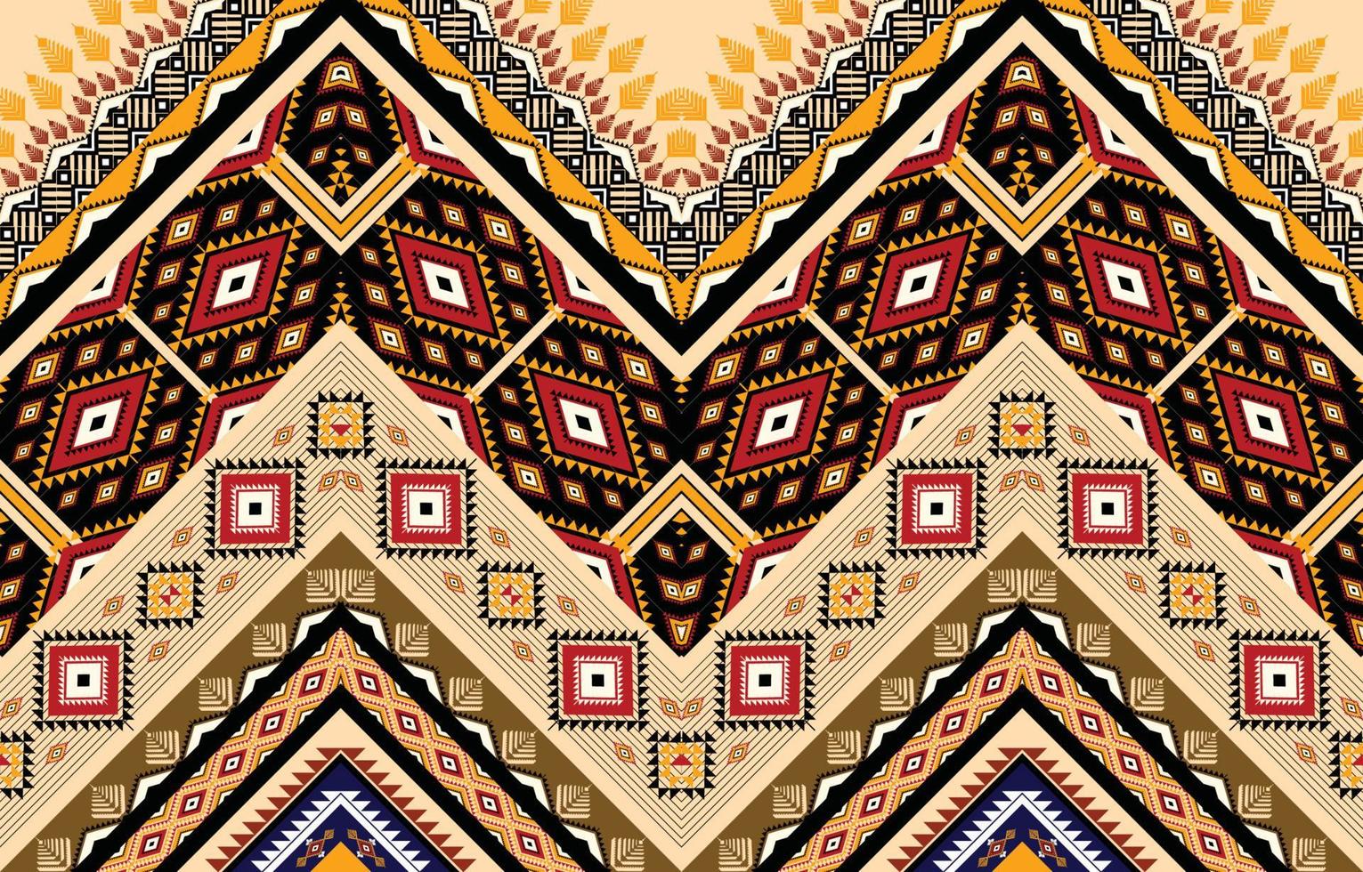 etnisch meetkundig Amerikaans, westers, aztec motief patroon stijl naadloos patroon ontwerp voor kleding stof, gordijn, achtergrond, sarong, behang, kleding, inpakken, batik, tegel, interieur.vector illustratie. vector