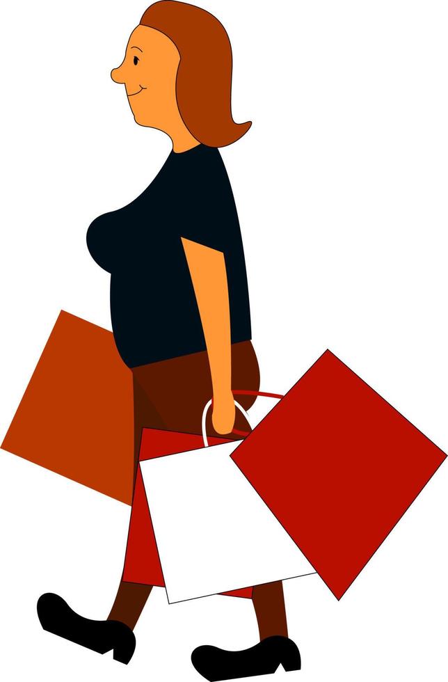 een boodschappen doen vrouw, vector of kleur illustratie.