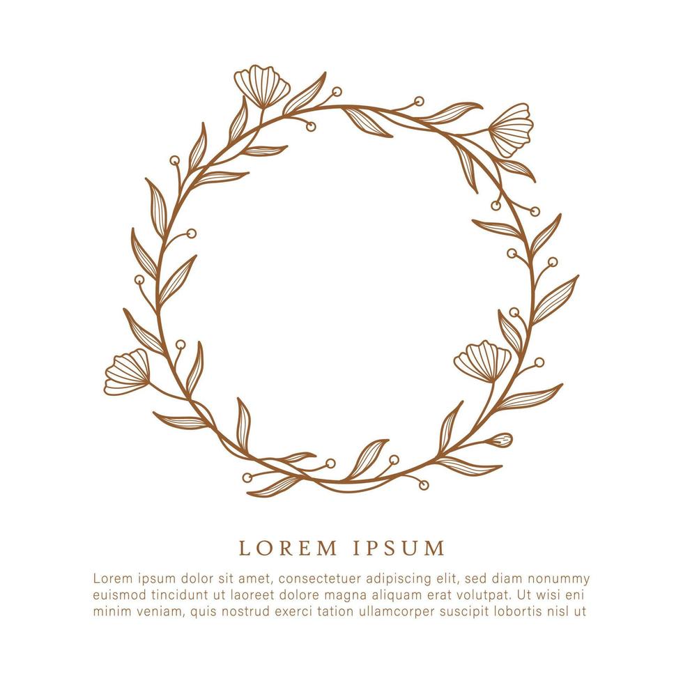 gemakkelijk bloemen krans decoratief, rond kader bloemen logo vector