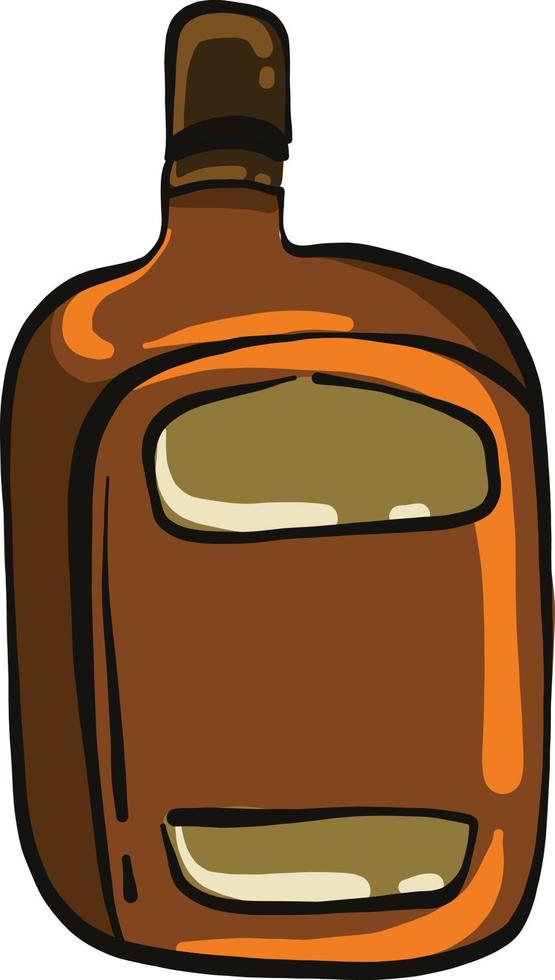 fles van cognac, illustratie, vector Aan een wit achtergrond.
