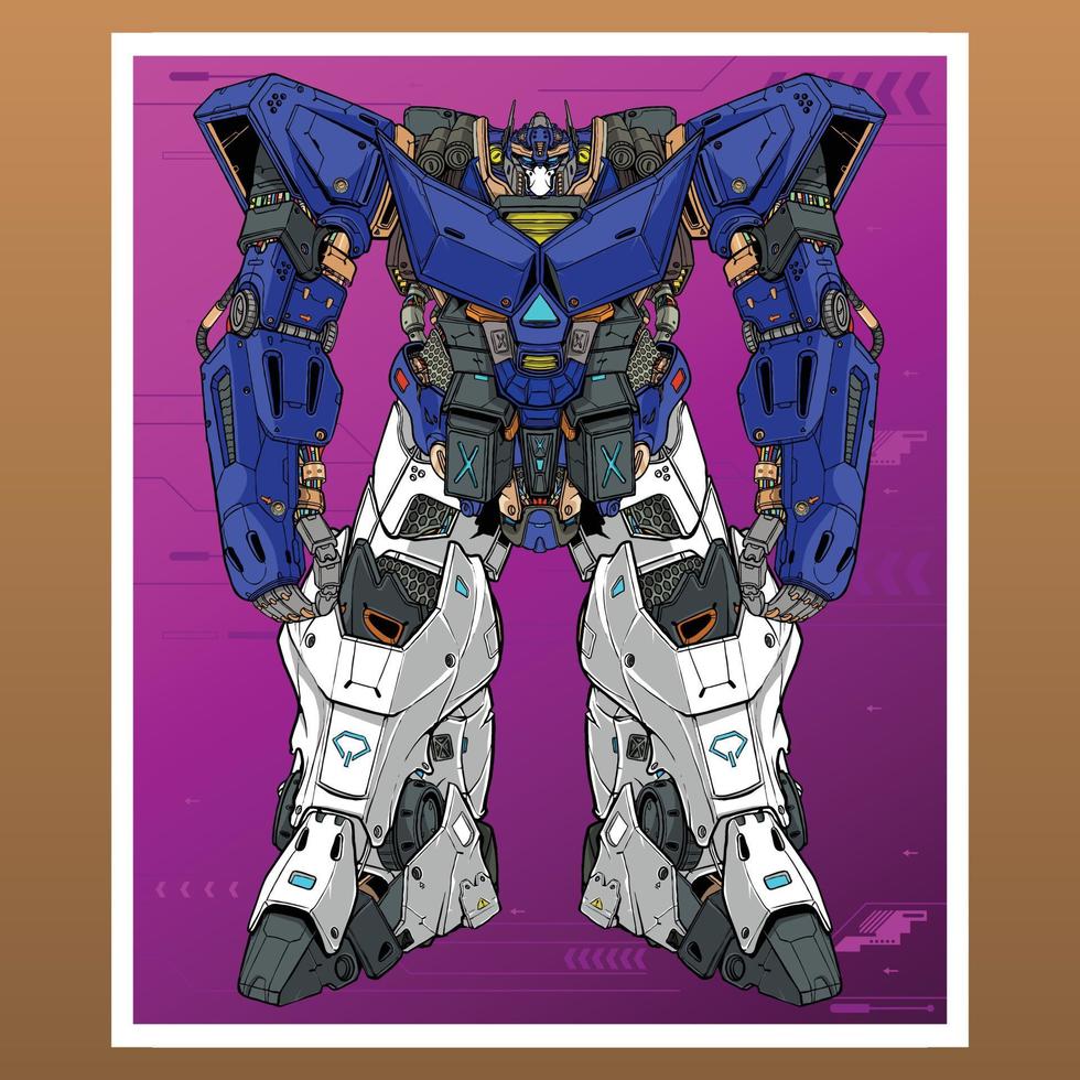 mobiel strijd gundam 3d blauw en wit mecha robot gebouwd door hoofd arm lichaam been illustratie vector