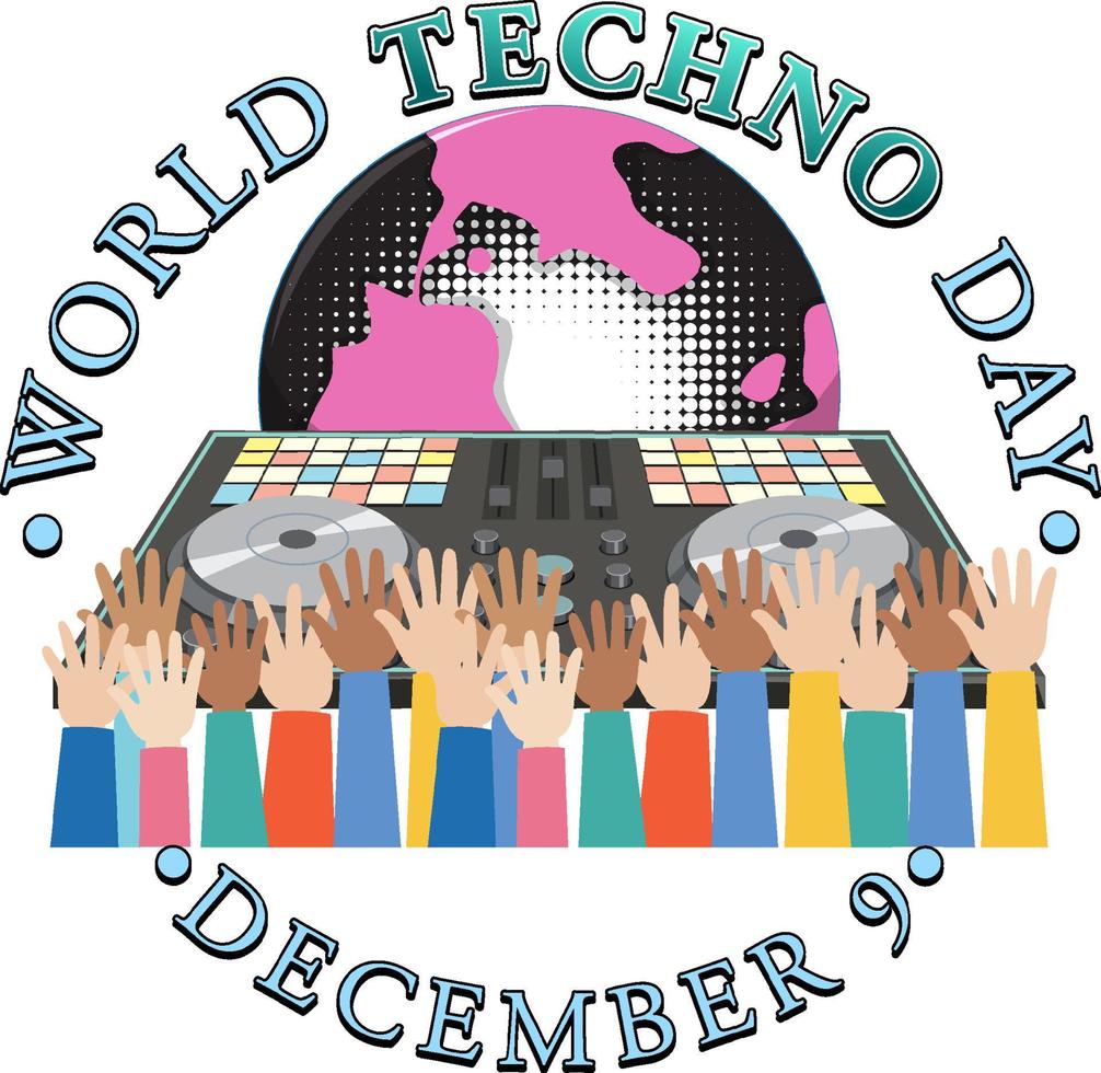 wereld techno dag tekst banier ontwerp vector