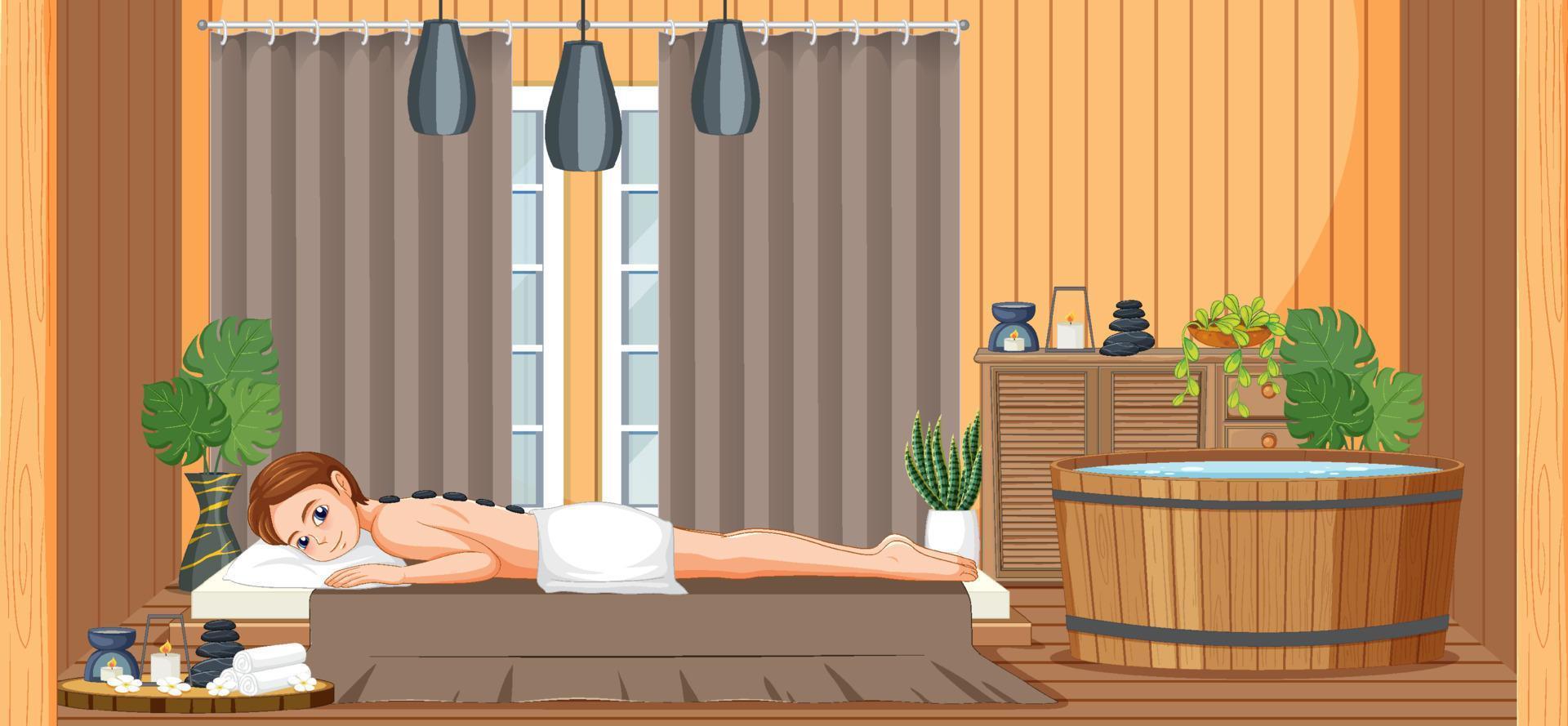 vrouw krijgt lichaam massage spa vector