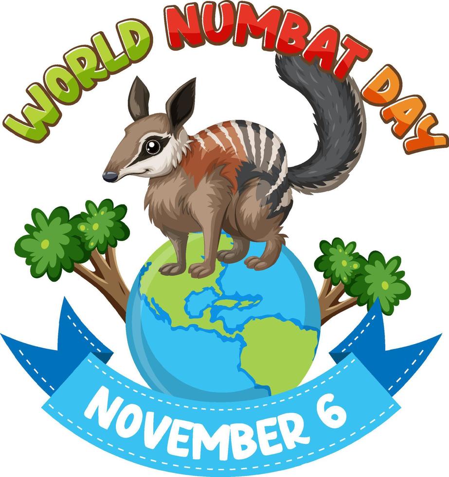 wereld numbat dag banier logo vector