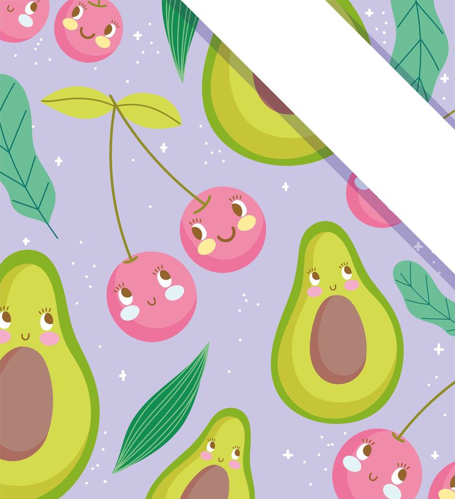 schattige cartoon fruit patroon achtergrond met hoek banner vector