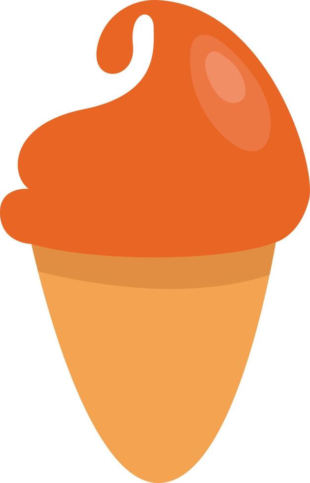 oranje ijs room in ijshoorntje, illustratie, vector Aan een wit achtergrond.