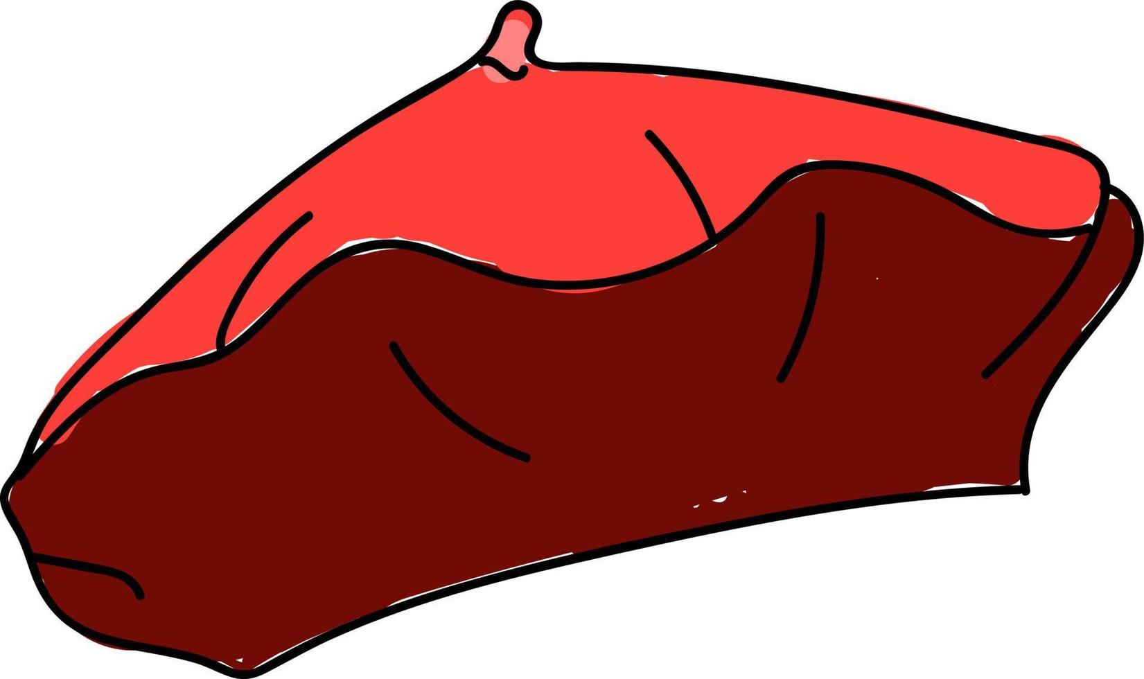 rood baret, illustratie, vector Aan wit achtergrond.