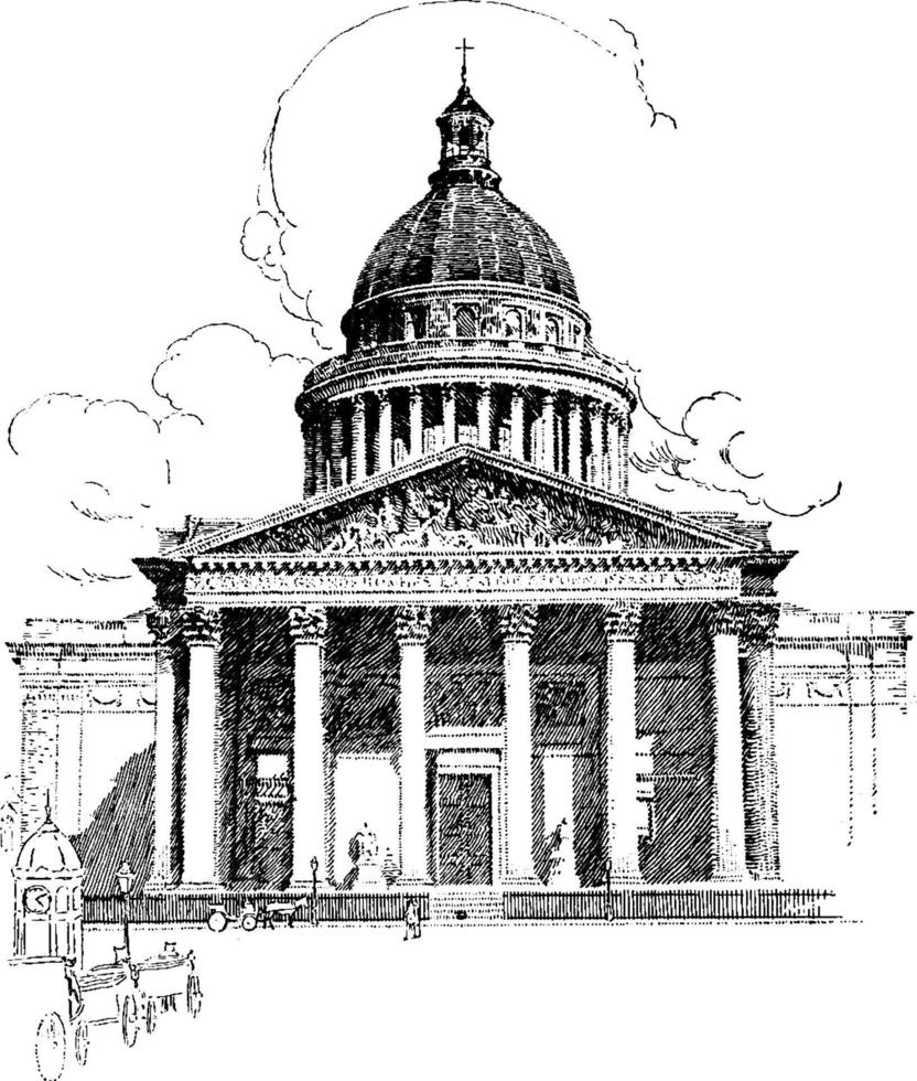 de pantheon, wijnoogst illustratie. vector