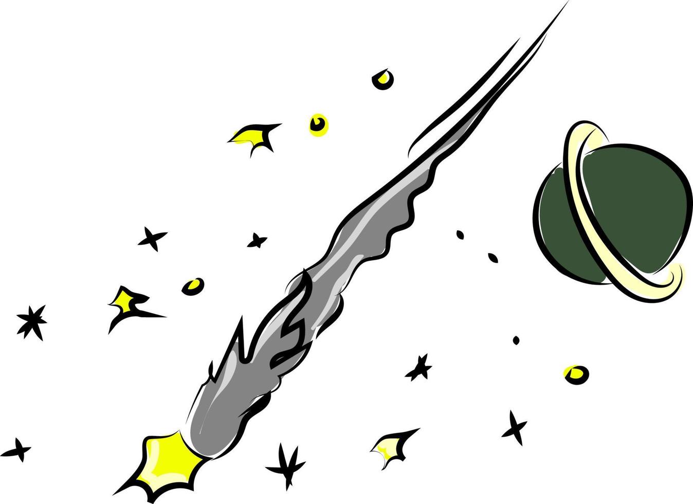 ruimte meteoriet, illustratie, vector Aan wit achtergrond