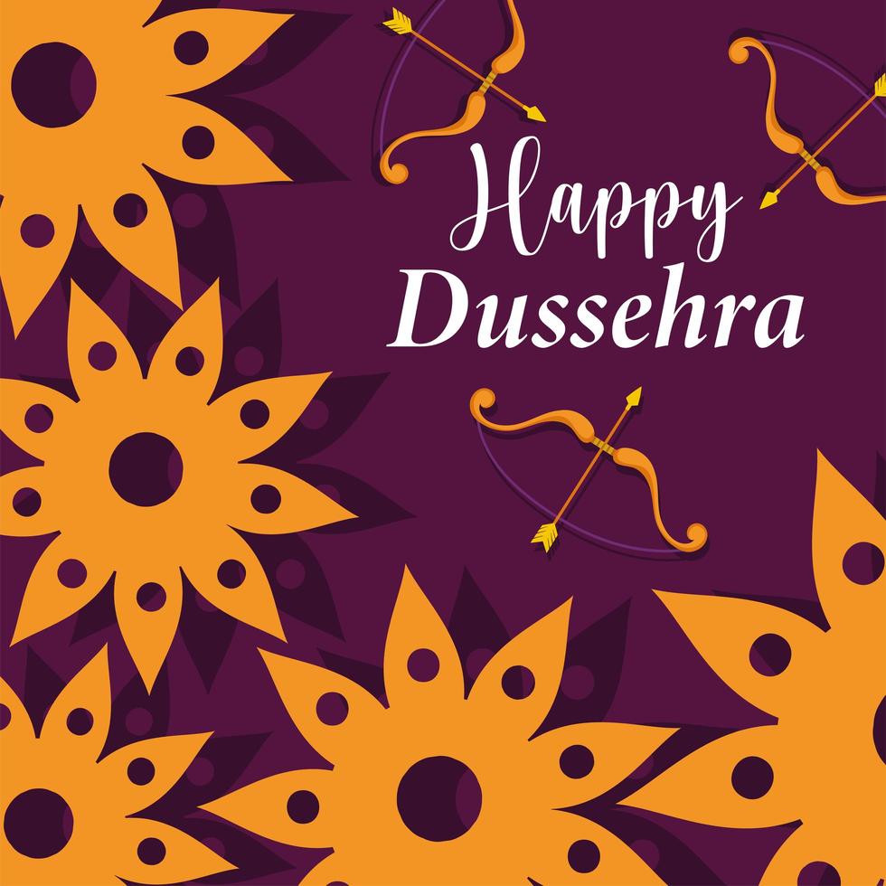 gelukkig dussehra-festival van bloemen, bogen en pijlen van india vector