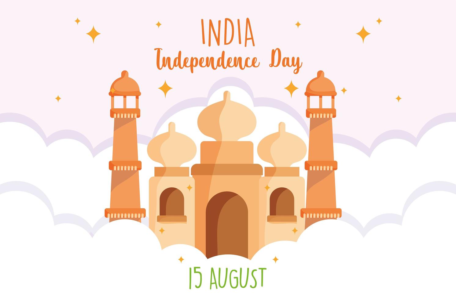 gelukkige onafhankelijkheidsdag india taj mahal ontwerp vector