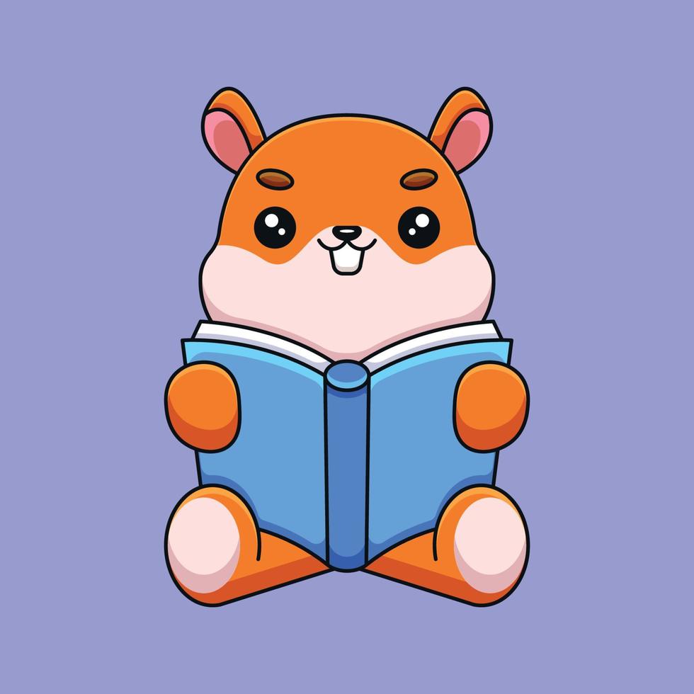 schattig eekhoorn lezing boek tekenfilm mascotte tekening kunst hand- getrokken concept vector kawaii icoon illustratie