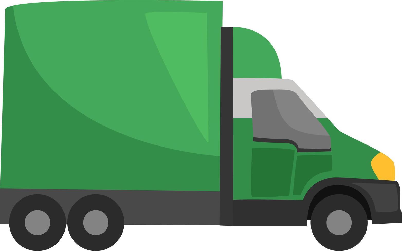 groen vrachtwagen, illustratie, vector Aan wit achtergrond.