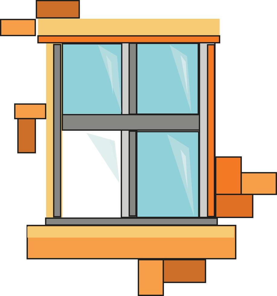 geel venster, illustratie, vector Aan wit achtergrond