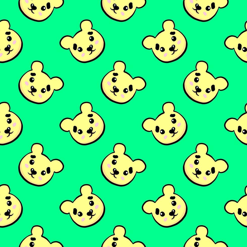 geel beer, naadloos patroon Aan groen achtergrond. vector