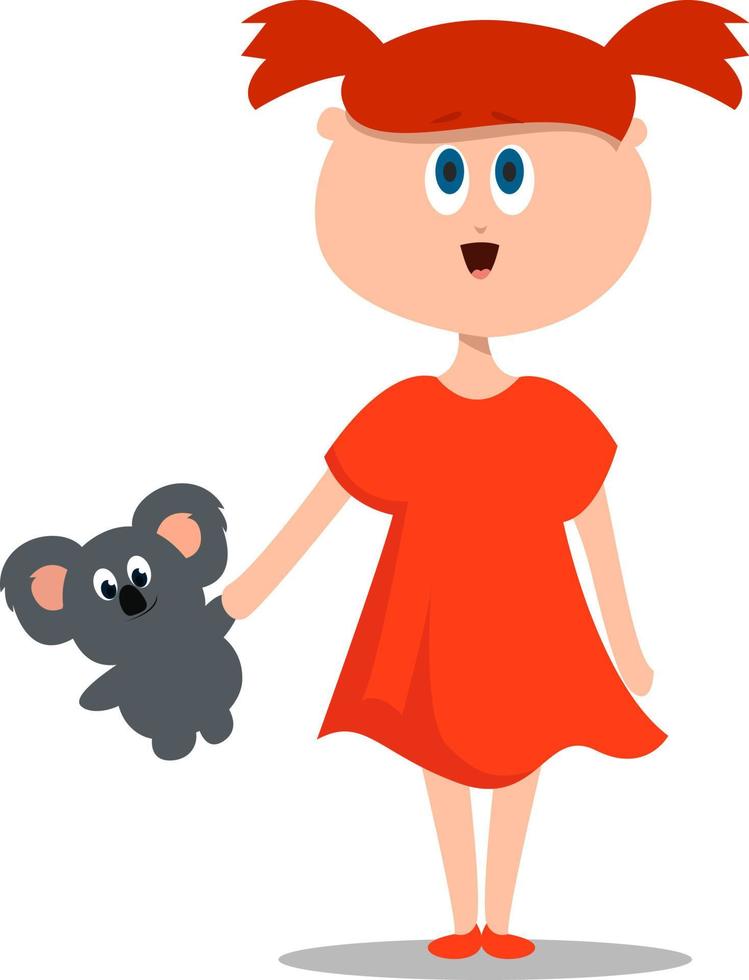 meisje met koala, illustratie, vector Aan wit achtergrond