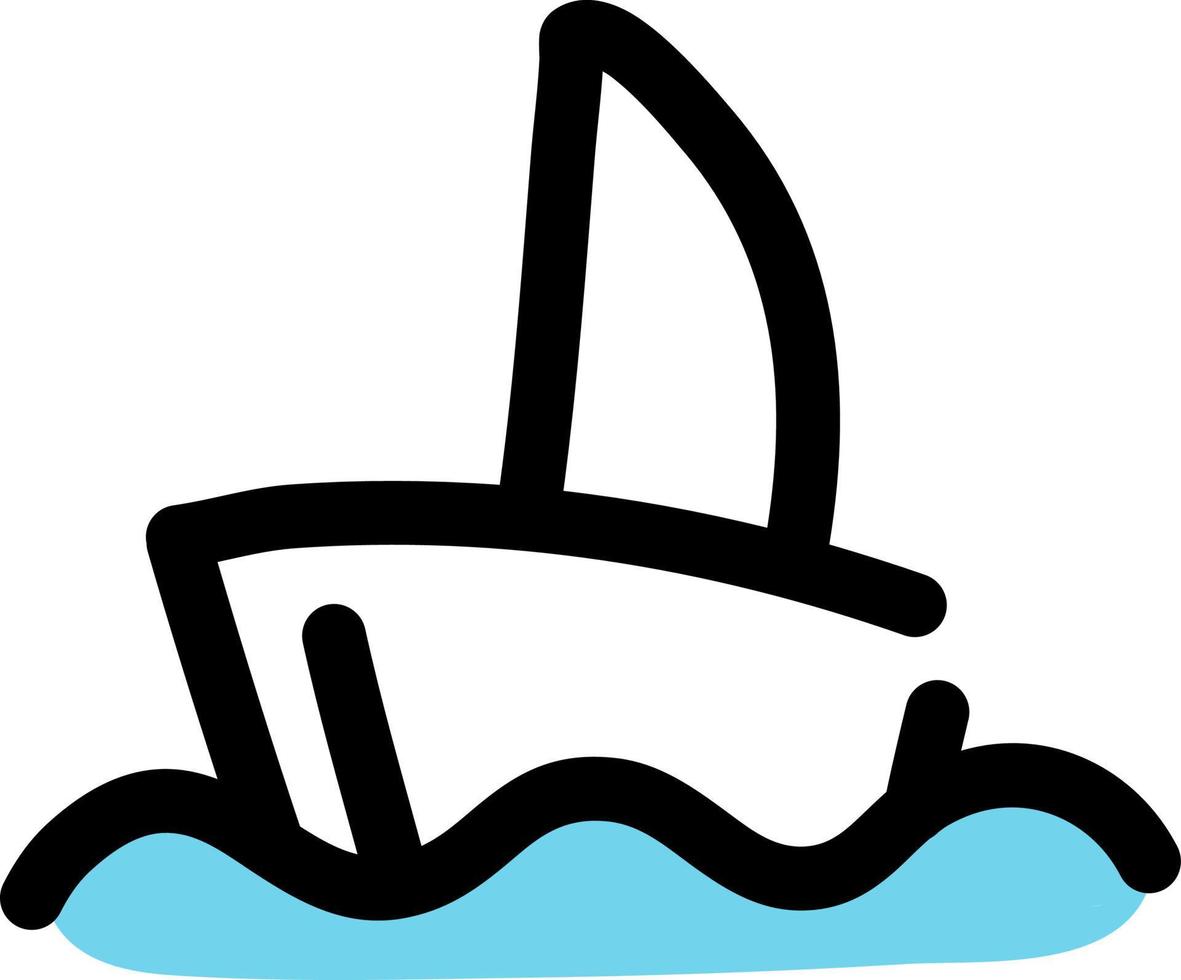 klein schip Aan een water, illustratie, vector Aan een wit achtergrond