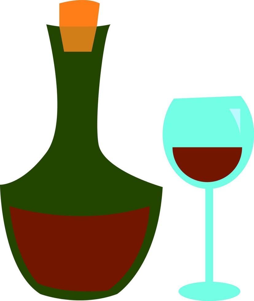 fles van wijn, vector of kleur illustratie.