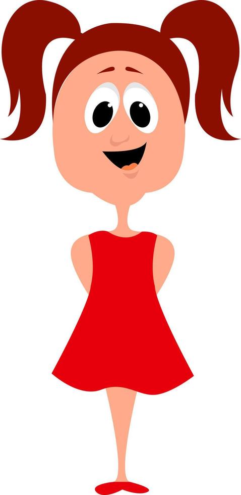 meisje in rood jurk, illustratie, vector Aan wit achtergrond.
