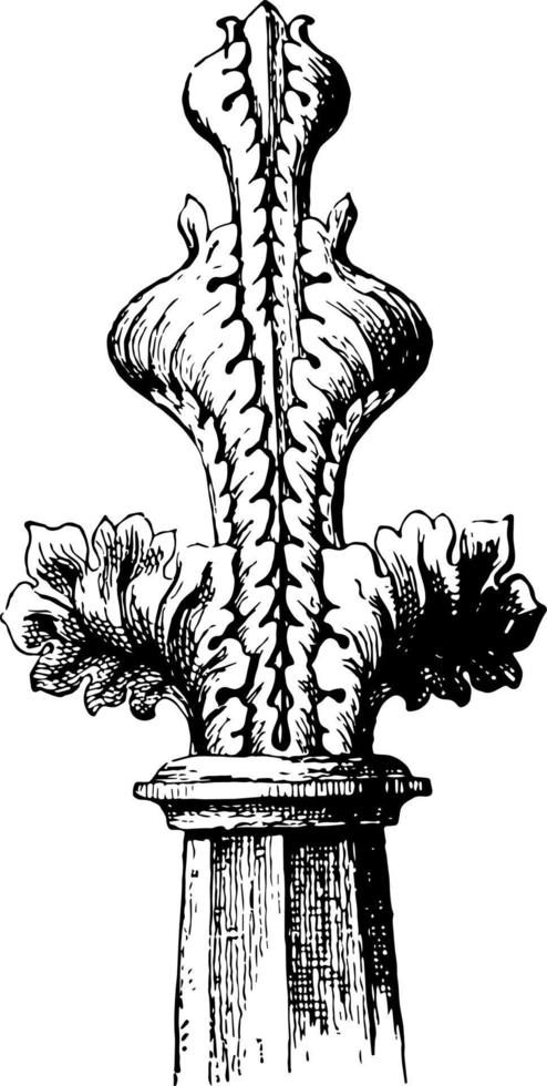 kruisbloem van de 15e eeuw, toppunt, wijnoogst gravure. vector