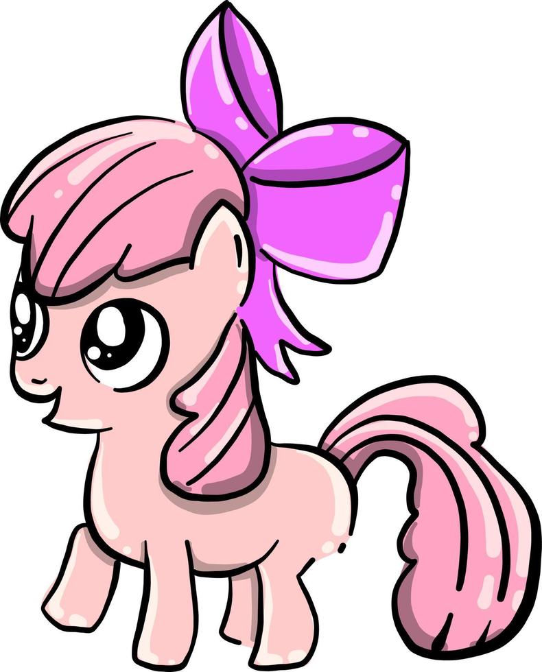 roze pony, illustratie, vector Aan wit achtergrond