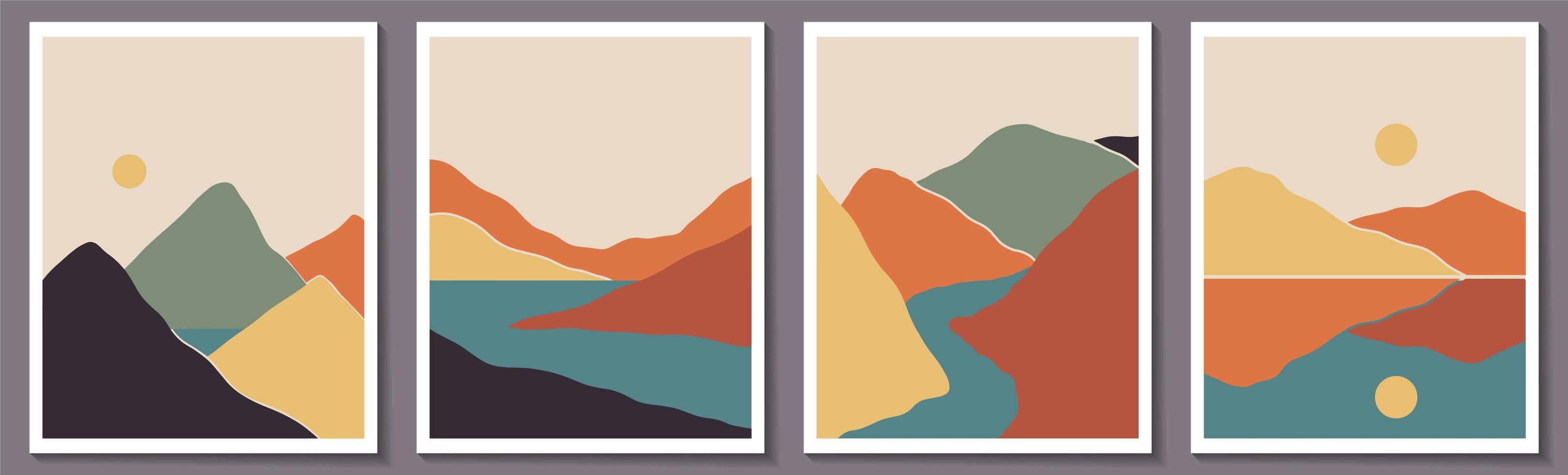 trendy minimalistische abstracte landschapsset vector