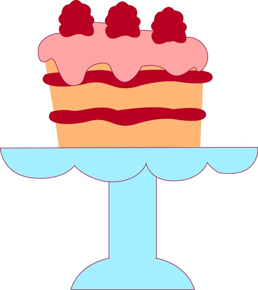 smakelijk aardbei taart, illustratie, vector Aan wit achtergrond.