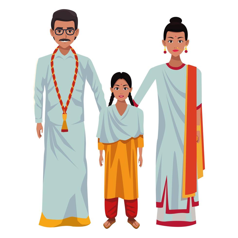 Indiase familie avatar stripfiguren vector