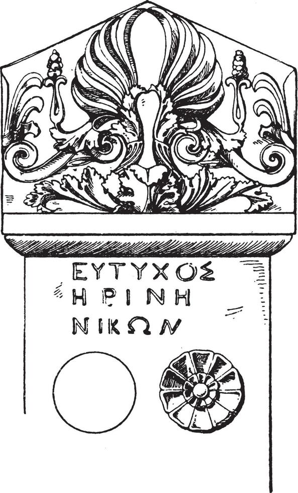 stele-kuif is een Grieks graftoon, wijnoogst gravure. vector