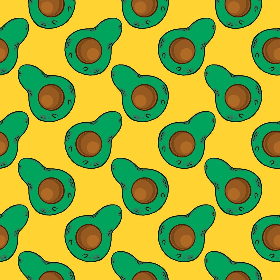 voor de helft van avocado, naadloos patroon Aan geel achtergrond. vector