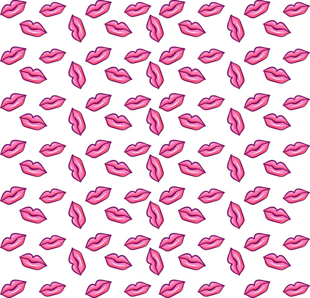 een bundel van roze lippen, illustratie, vector Aan wit achtergrond.