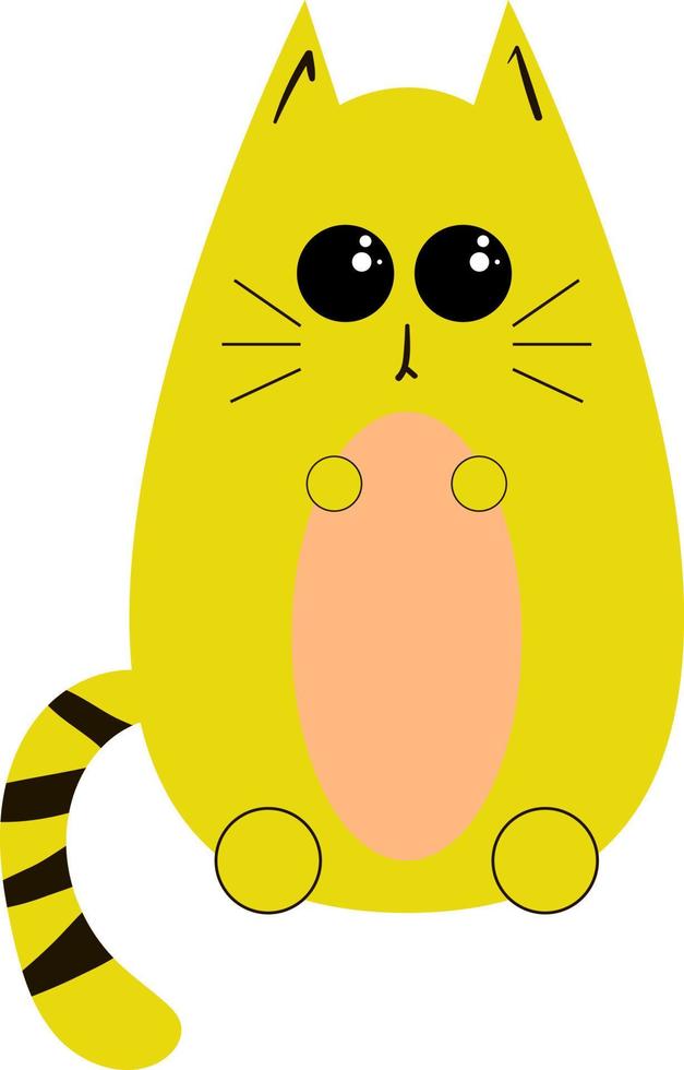 geel kat, illustratie, vector Aan wit achtergrond.