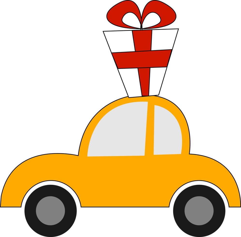 auto draag- een Cadeau, illustratie, vector Aan wit achtergrond.