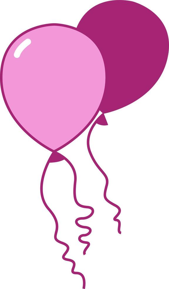 twee roze ballonnen, illustratie, vector Aan wit achtergrond.