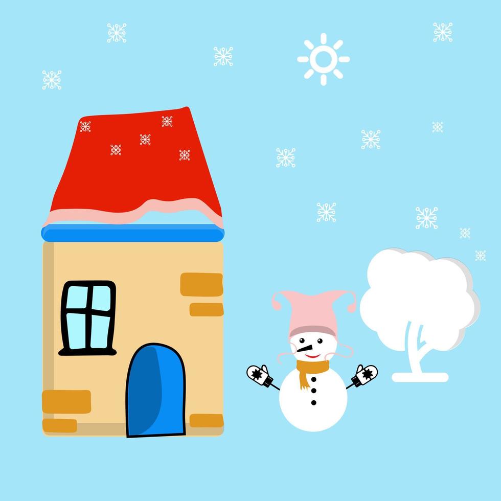 winter huis vector illustratie icoon kleurrijk. schattig vector illustratie in vlak stijl. eps 10.