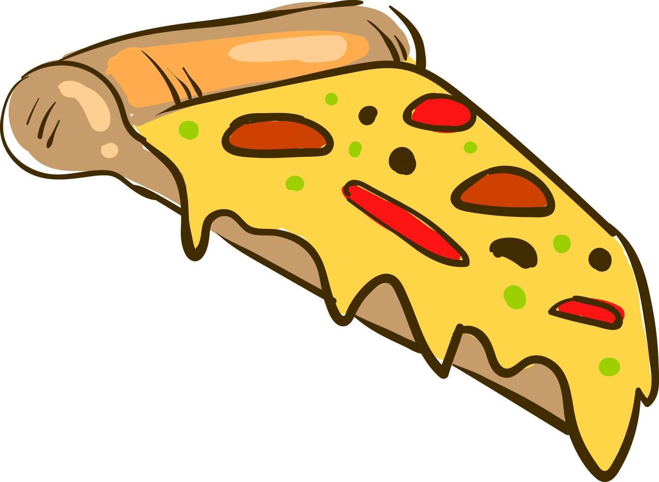 plak van pizza, illustratie, vector Aan wit achtergrond.