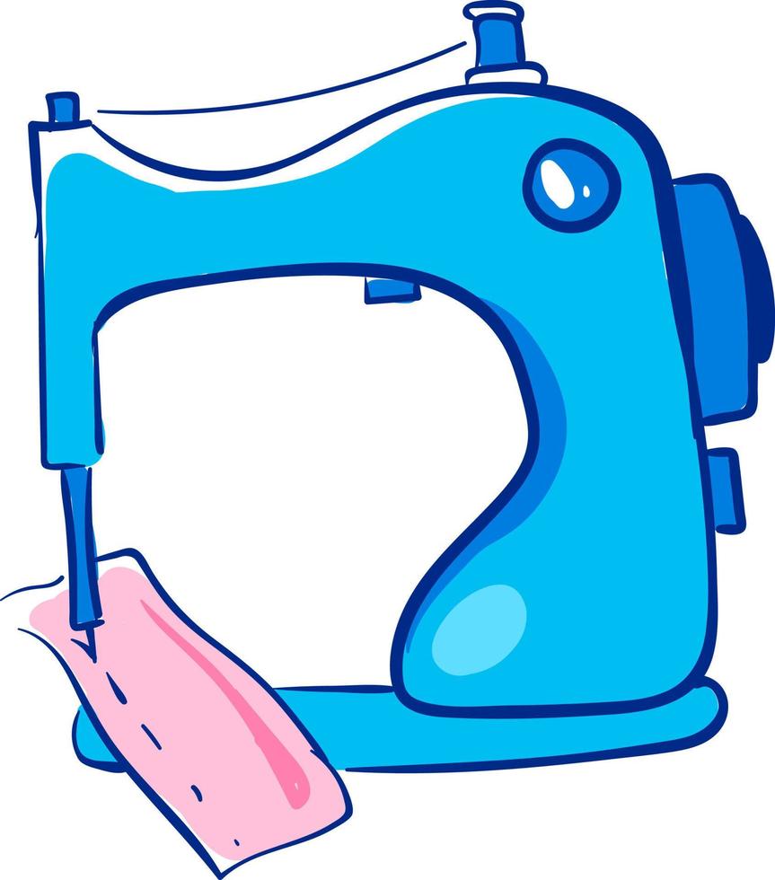 blauw naaien machine, illustratie, vector Aan wit achtergrond