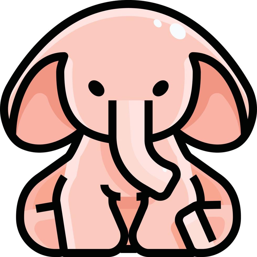 roze olifant, illustratie, vector Aan wit achtergrond.