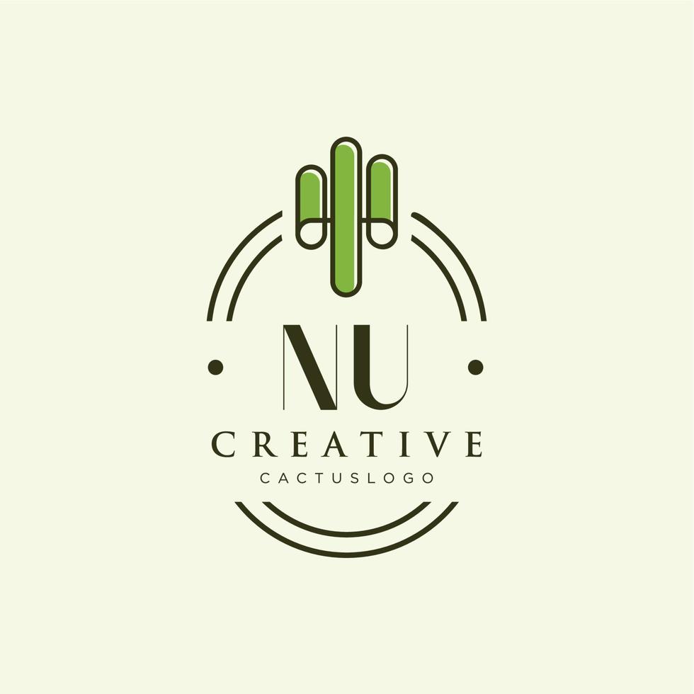 nu eerste brief groen cactus logo vector