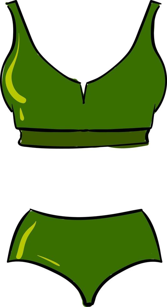 groen zwempak, illustratie, vector Aan wit achtergrond.