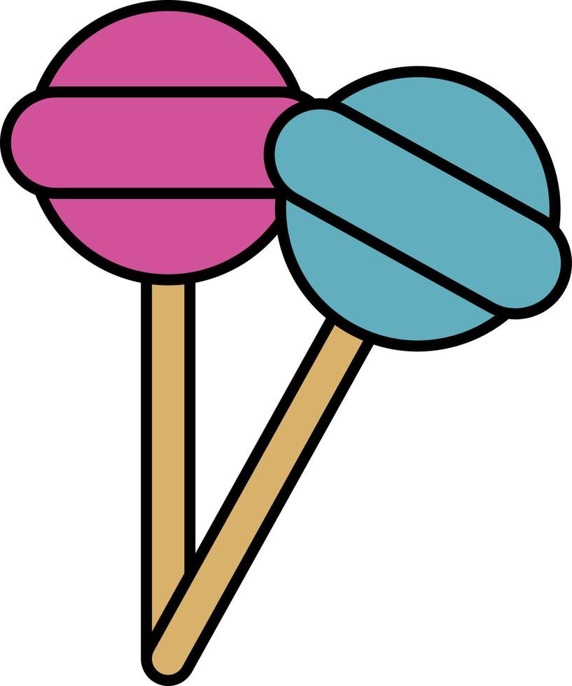 roze en blauw lollies, illustratie, vector, Aan een wit achtergrond. vector