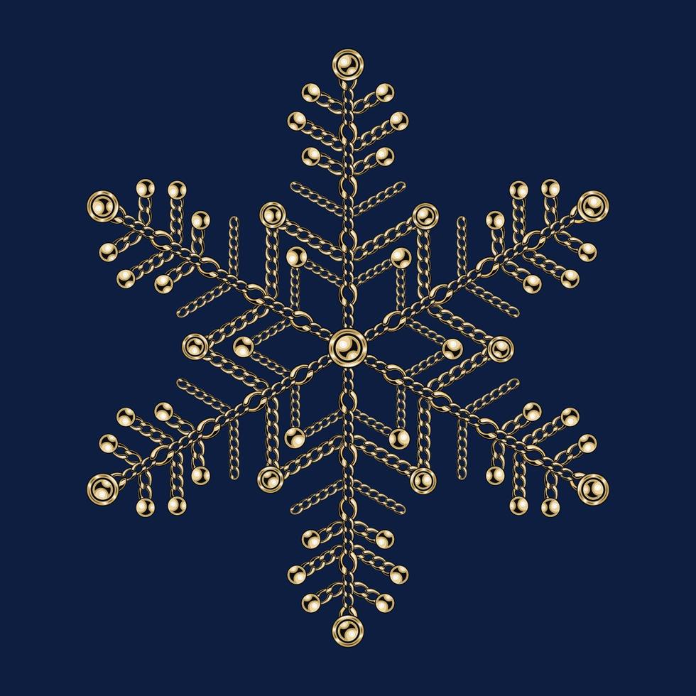 luxe sneeuwvlok gemaakt van sieraden goud kettingen met glimmend bal kralen. elegant juweel illustratie voor winter verkoop, kerstmis, nieuw jaar vakantie, geschenk decoratie. vector