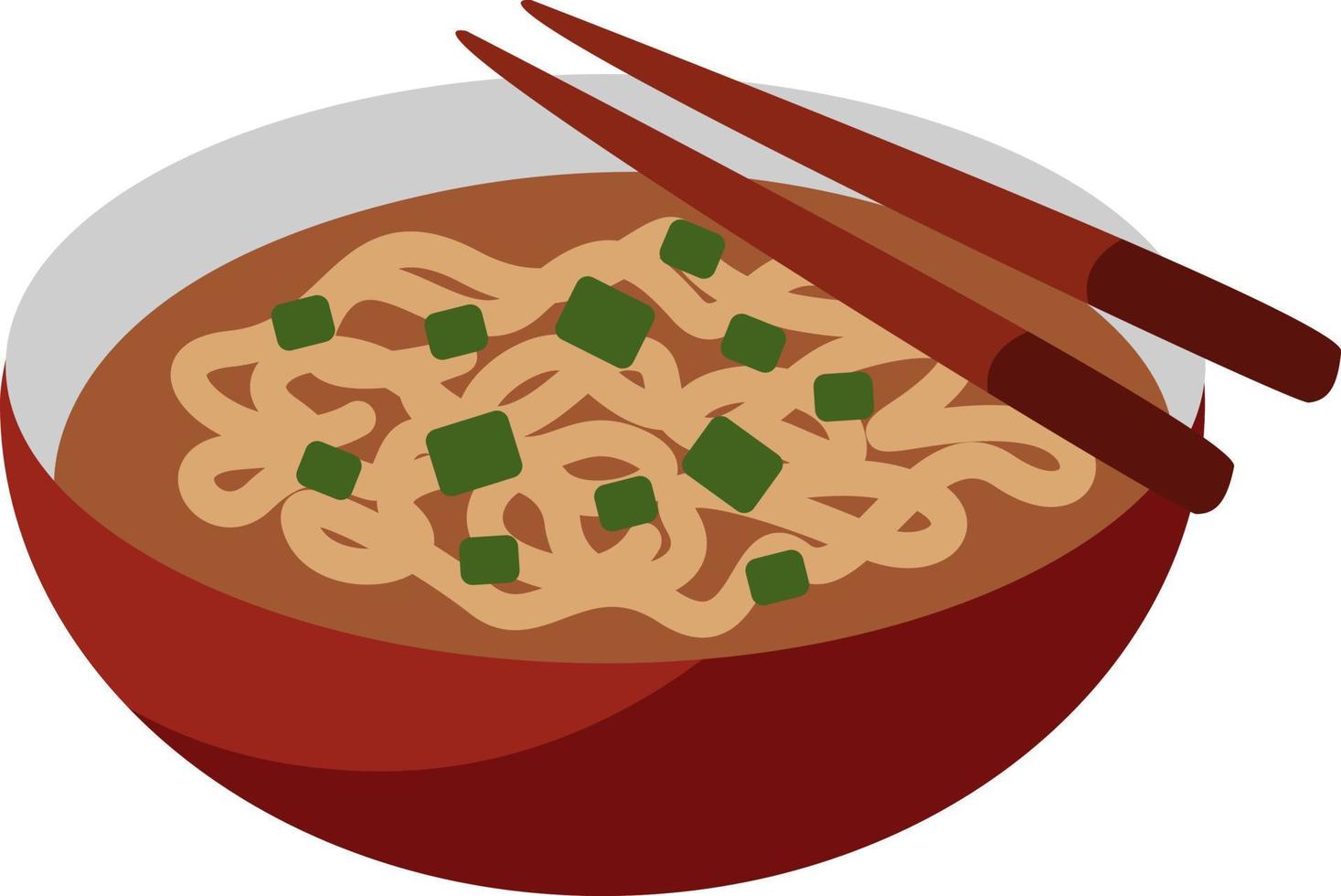 Aziatisch udon, illustratie, vector Aan een wit achtergrond