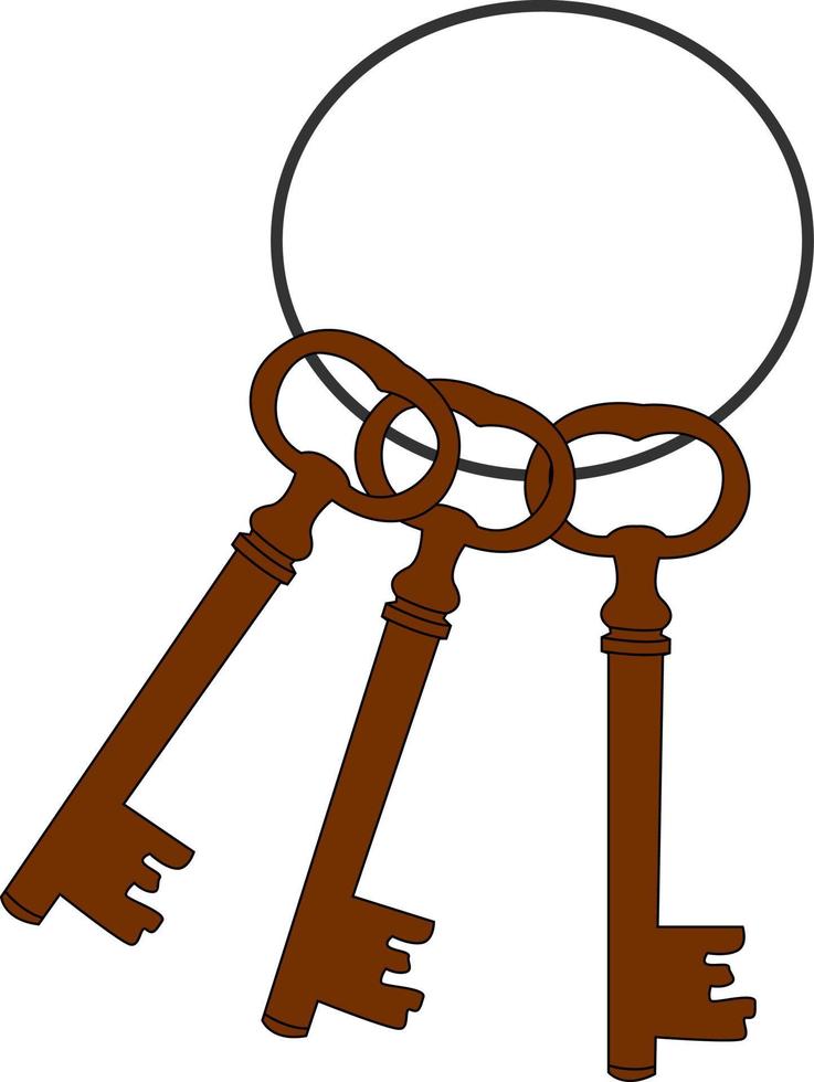 bronzen sleutels, illustratie, vector Aan wit achtergrond.