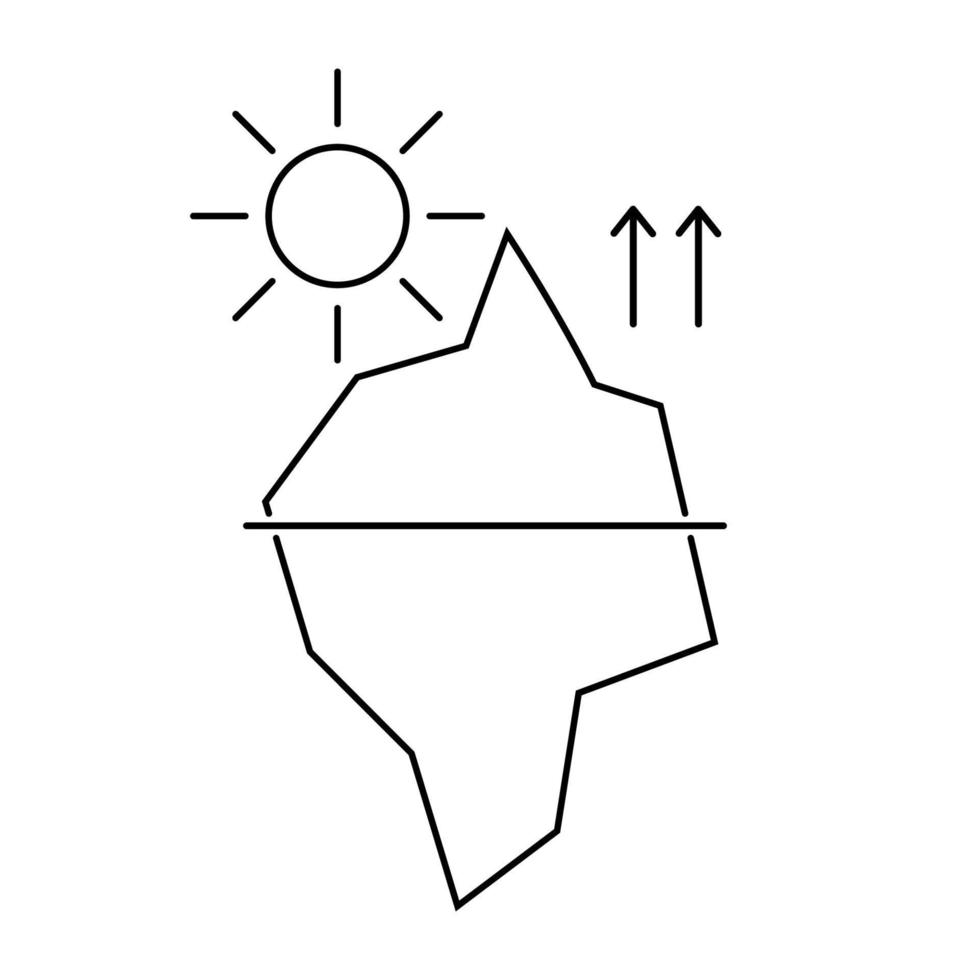 ijsberg verdamping icoon onder de invloed van de zon. de globaal probleem met zee niveau opstaan. vector