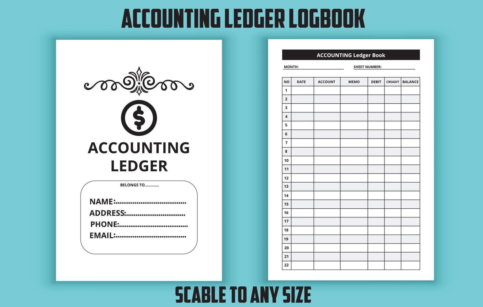 accounting grootboek logboek bewerkbare sjabloon vector