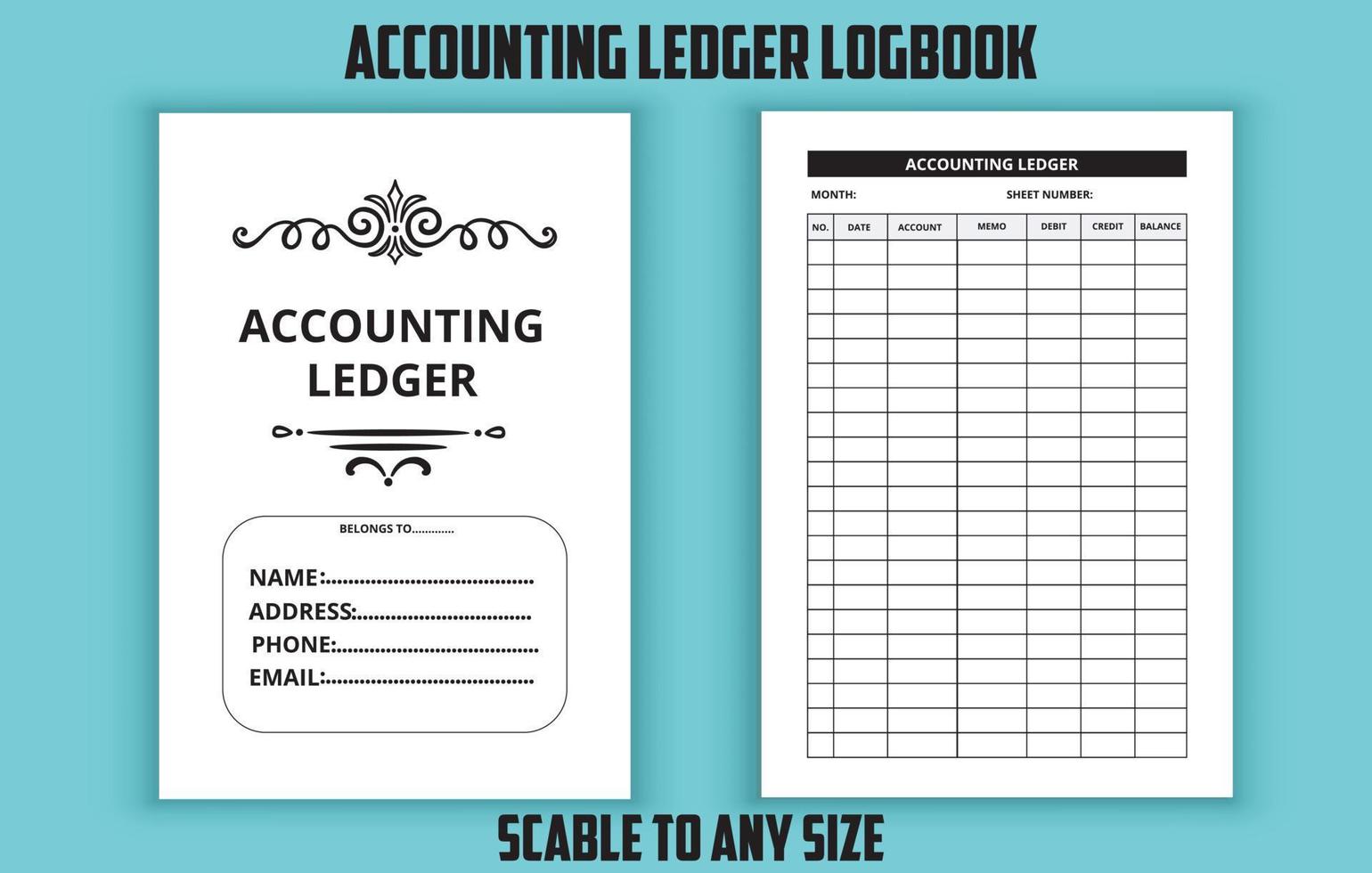 accounting grootboek logboek bewerkbare sjabloon vector