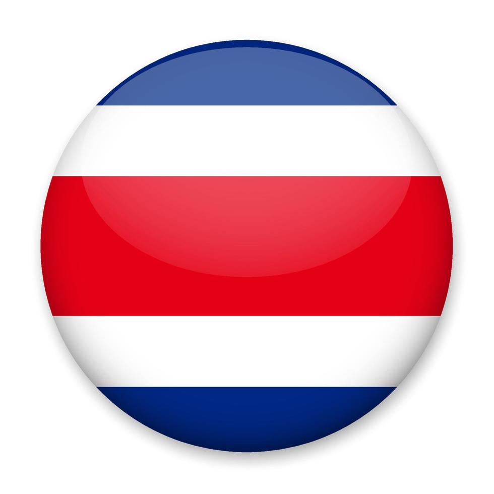 vlag van costa rica in de het formulier van een ronde knop met een licht schittering en een schaduw. de symbool van onafhankelijkheid dag, een souvenir, een knop voor schakelen de taal Aan de plaats, een icoon. vector